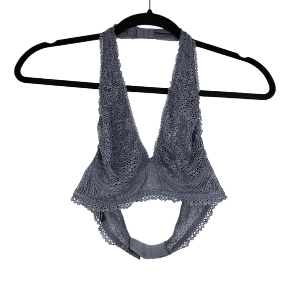 VICTORIA'S SECRET Grey Lace Halter Bralette M - Picture 4 of 7